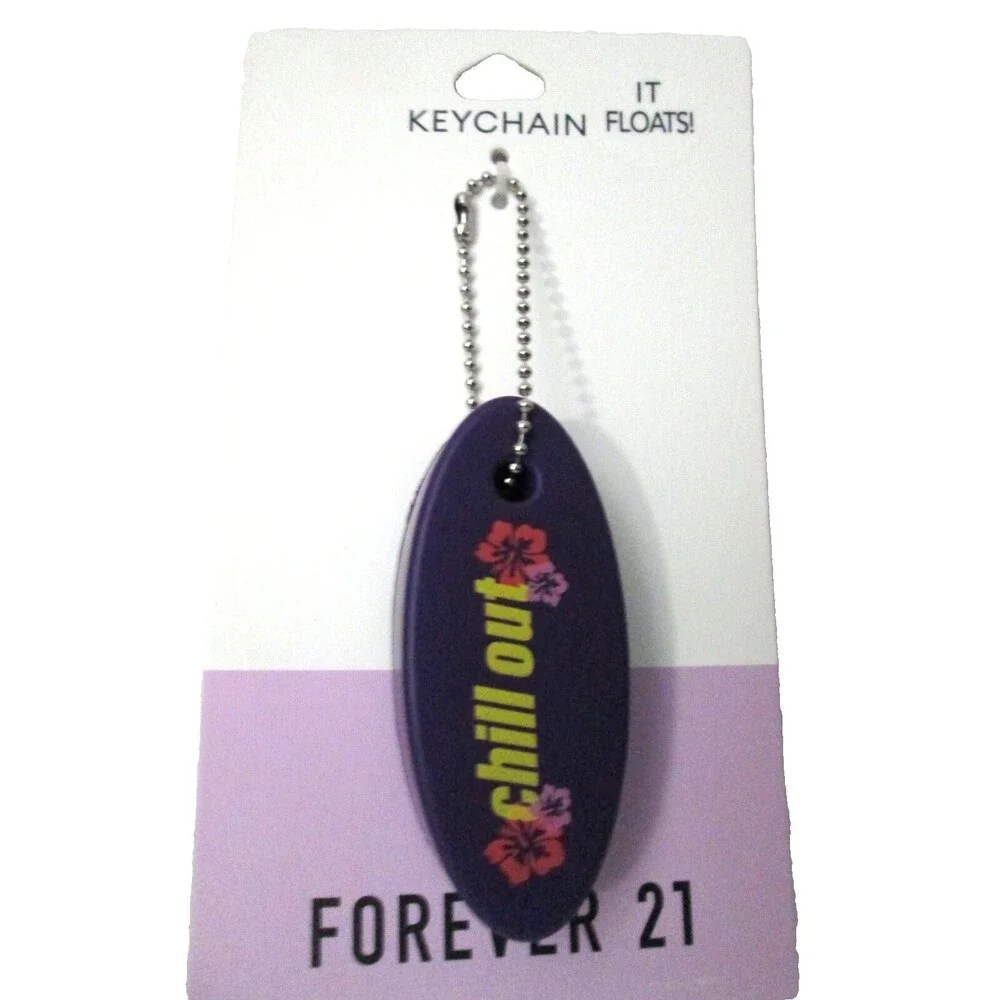 FOREVER 21 FLOATING OVAL CHILL OUT KEYCHAIN PURPLE